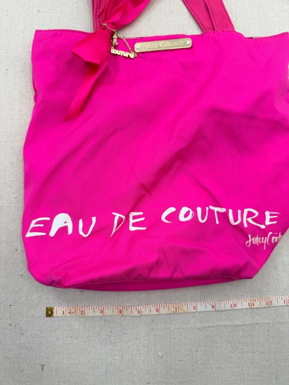 Juicy Couture Bright Hot Pink Tote with Bow and Branded Plaque